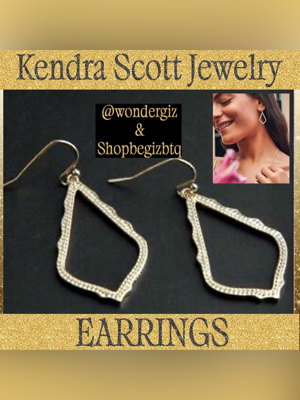 Kendra Scott Authentic Sophia Drop Earrings Gold Metal